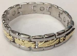 Brazalete Magnético Plata Oro 2 Tonos Imán Curación Terapia DAMAS - Imagen 1 de 3