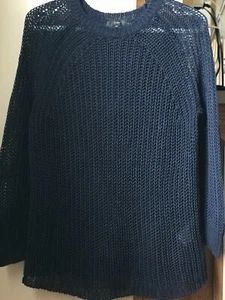 J Crew 100% Linen Open Knit Pullover Sweater Crew Neck Relaxed Fit Size XS Blue - Picture 1 of 17