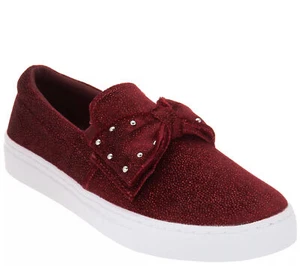 Isaac Mizrahi Live! SOHO Scarpe con fiocco borchie velluto vino 5,5 nuove - Foto 1 di 1