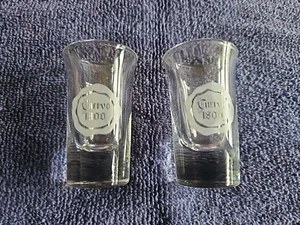 Set of 2 Cuervo 1800 Frosted Logo Shot Glass Pair Tequila - Picture 1 of 3