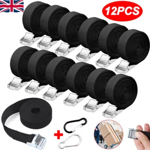 12 Packs Lashing Straps Cargo Luggage Tie Down Cam Buckle Roof Rack 2.5m X 25mm - Picture 1 of 16