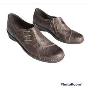 Clarks Bendables Nikki Leather Slip On Loafer Brown Size 11M Comfort Shoe - Picture 1 of 9