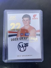 #1 - 2023 AFL SELECT LEGACY MAX GRUZEWSKI GOLD DRAFT PICK SIGNATURE 01/90 GWS