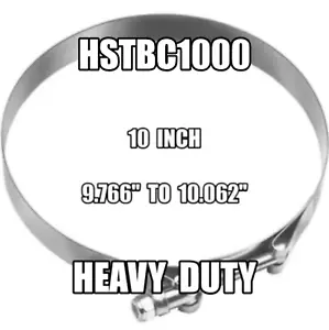 Abrazadera de manguera de perno en T de acero inoxidable de 10 pulgadas de alta resistencia - HSTBC1000 - Imagen 1 de 3