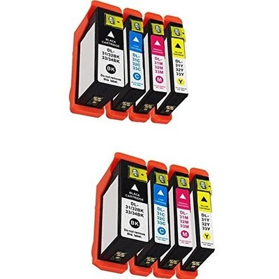 8 Ink Cartridges Compatible Dell 31/32/33/34 Series Dell V525w V725w with Chip - Image 1 of 3