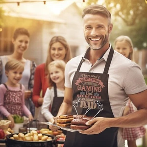 Being a Dad gamer Funny Fathers day BBQ Apron For Dad, Cooking Apron - Picture 1 of 4