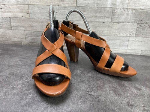 Scarpe donna Clarks Jaelyn Fog marrone 8 5 M cinturino pelle sandali casual tacco