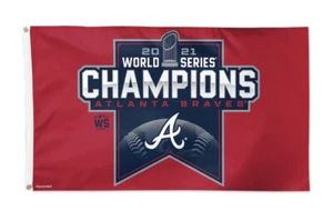 Atlanta Braves 2021 World Series Champions Flag 3X5 FT Banner Solar MVP Freeman - Picture 1 of 1