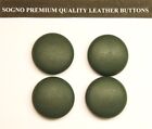 4 MADE IN USA 7/8" DARK HUNTER GREEN GENUINE LEATHER JACKET BUTTONS, METAL LOOP