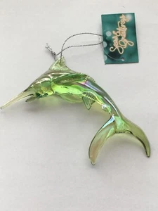 SEAS AND GREETINGS SWORDFISH SEA THEME GREEN CHRISTMAS HOLIDAY ORNAMENT NEW - Picture 1 of 3