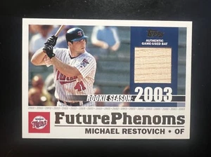 2003 Topps Traded Future Phenoms Relics #MR Michael Restovich Bat B Twins - Picture 1 of 2