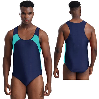 Men's Sleeveless U Neck Leotard Bodysuit Wrestling Singlet Swimming Jockstrap - Image 1 of 4