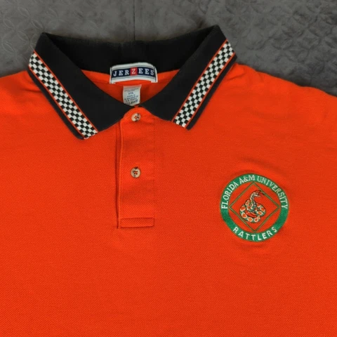 Florida A&M Rattlers Polo Shirt FAMU Jerzees Vintage Orange Short Sleeve Men 2XL Cover