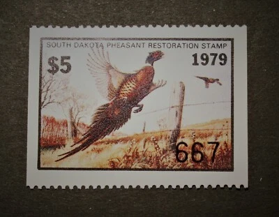 1979 SOUTH DAKOTA - State Pheasant Restoration Stamp - Mint OG NH  - Image 1 of 2