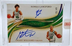 2019-20 Immaculate Dual Rookie Autographs- Romeo Langford, Grant Williams /49 - Picture 1 of 2