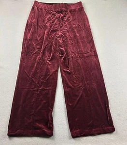 Susan Graver Pants Womens PXL Red Velvet Stretch Flat Front Wide Leg Pull On NWT - Picture 1 of 10