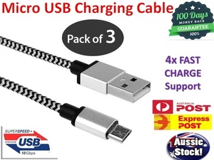 3x Micro USB Cable Fast Charging Charger Cord For Android Samsung Galaxy s6 s7 5 - Picture 1 of 4