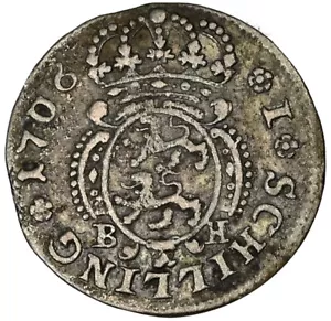 Sujetador SCHLESWIG-HOLSTEIN-GOTTORP 1 chelín 1706 plata XF Karl Friedrich - Imagen 1 de 2