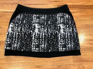 DVF DIANE VON FURSTENBERG RAINBOW MINI SKIRT POCKET SIZE 8 Black White Short - Picture 1 of 8