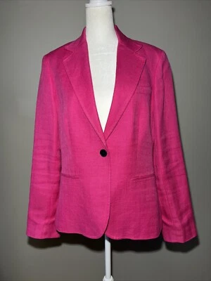 Lauren Ralph Lauren 女式亚麻夹克外套粉色 10 码内衬职业办公室 — 第 1/4 张图片