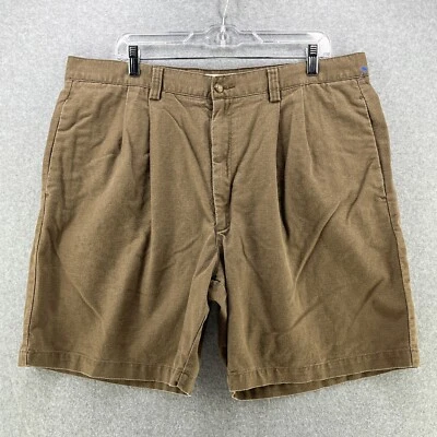 St John's Bay Mens Chino Shorts Size 40 Brown Pleated Linen Cotton Inseam 8in - Image 1 of 4