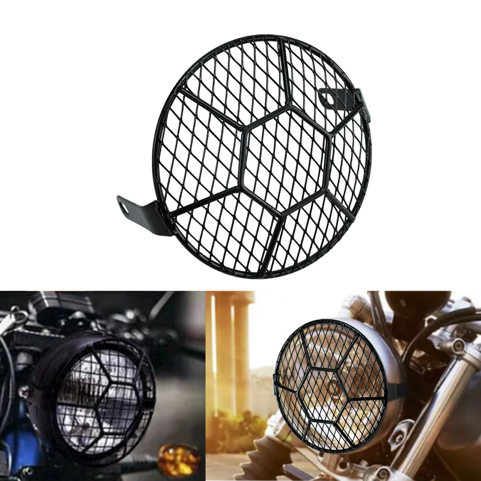 Protector de faros universal para motocicleta de 6,5" de malla metálica con máscara protectora Foto 1 de 4