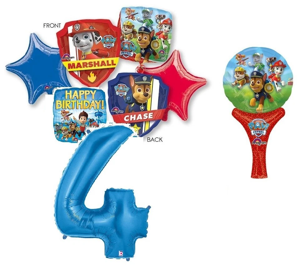 BALÕES DE FESTA DE ANIVERSÁRIO DE 4º PAW PATROL COM MINI FORMATO BOUQUE - Imagem 1 de 1