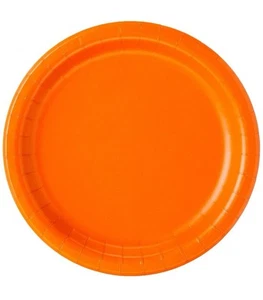 Orange 7 Inch Paper Plates 24 Per Pack Tableware Decorations & Party Supplies - Picture 1 of 5