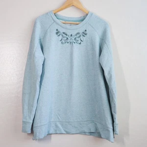 Sudadera bordada Soft Surroundings recortada para mujer L verde azulado con cremallera - Imagen 1 de 10