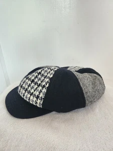 Vintage Charter Club Wollmischung schwarz grau Farbblock Hahnentritt Zeitungsjungenmütze Einheitsgröße - Bild 1 von 9