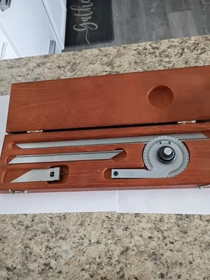 Starrett C359 Precision Universal Bevel Vernier Protractor - 7" & 12" Blades Box - Image 1 of 4