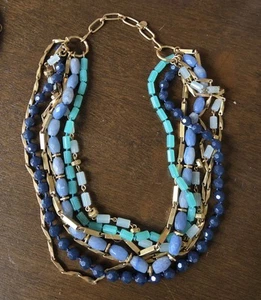 Stella & Dot Green Blue Gold Sutton Stone N434GR Necklace - Picture 1 of 6