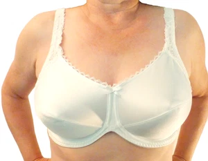 GUTER FUND! BALI BÜGEL-BH SATIN VINTAGE WEISS TRANSPARENT SEITLICH SPITZE 36DD EVC 3576 - Bild 1 von 4