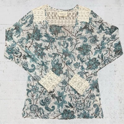 Denim & Supply Ralph Lauren Floral Paisley Malla Encaje Henley XL Y2K Fairy Grunge Foto 1 de 4