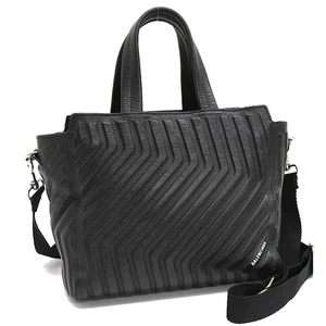 BALENCIAGA Car Zip Small East West Tote Bag Black Leather Purse T10D - Picture 1 of 9