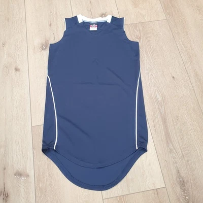 Vestido de tênis feminino alleon atlético uniforme tamanho G (10/12) jersey azul branco - Imagem 1 de 4