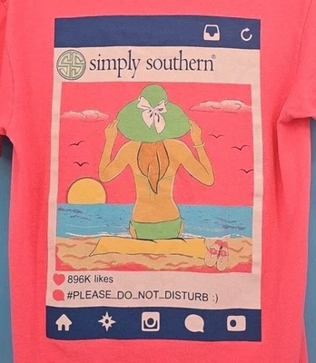 Camiseta Simply Southern feminina rosa praia não perturbe gola redonda tamanho P - Imagem 1 de 4