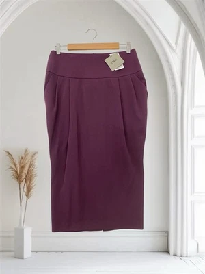 Falda midi de tiro alto para mujer talla 6 elástica plisada abertura en la cintura de ASOS nueva con etiquetas Foto 1 de 4