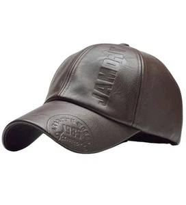 Herren PU Leder Buchstaben geprägt Luxus Frauen verstellbar Designer Kappe Neu mit Etikett - Bild 1 von 6