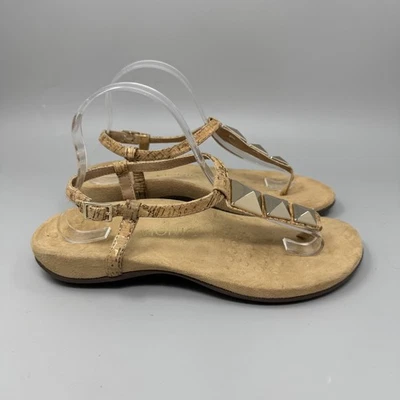 Vionic Sandals Womens Size 9 Wide Gold Cork Thong Studded Comfort Shoes 340NALA - Image 1 of 4