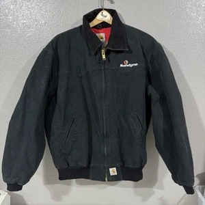 Vintage Carhartt J13 Santa Fe Jacket XL Reg Black Red Interior Sundyne Embroider - Picture 1 of 15