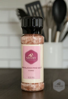 New SAVORY Pure Himalayan Pink Salt COARSE GRAIN GRINDER 9.8oz
