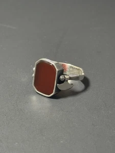 Vintage 925 Sterling Silver Axe Brown Stone Ring Size 11 - Picture 1 of 15