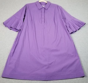 Chico’s Shift Dress Women’s 3 XL Purple 3/4 Bell Sleeve Collared Pockets Stretch - Picture 1 of 13
