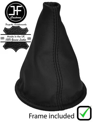 BOTA DE ENGRANAJE DE CUERO PUNTADA NEGRA + MARCO DE METAL PARA PORSCHE 911 G50 1984-1989 Foto 1 de 2