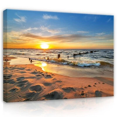 STRAND MEER NATUR Leinwandbild Groß Wandbilder Leinwand Bilder Canvas Wandbild 4 - Bild 1 von 4