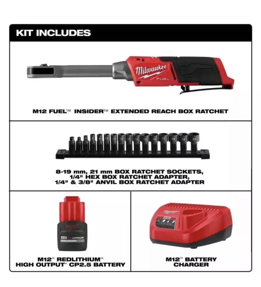 Milwaukee 3050-21 M12 燃油内幕加长距离箱棘轮 (305021) — 第 1/2 张图片