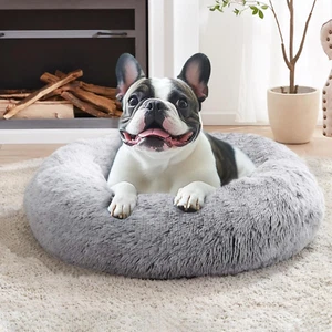 Small Calming Dog Bed, Anti-Anxiety Donut Cuddler Cat Bed with Anti-Slip Bottom, - Picture 1 of 12