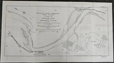 古董 1900 年地图密苏里河奥马哈 NE 银行洞穴进度 16x9 — 第 1/4 张图片