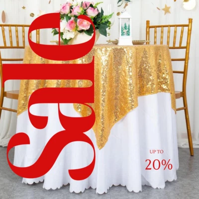 SEQUIN - Sequin Tablecloth - GOLD - Sequin Overlay Glitter Table Cover - Image 1 of 3